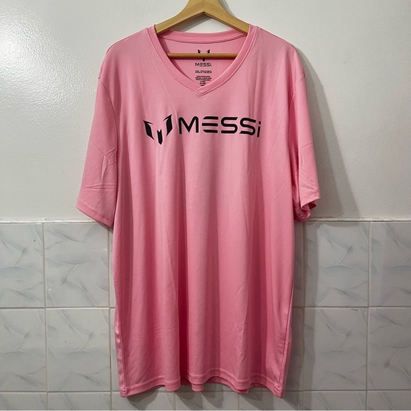 Messi 2XL Candy Pink V Neck Shirt Jersey Futbol Soccer Fandom - Picture 1 of 10